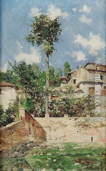 Garden In Granada Oil Painting - Jose Garcia y Ramos