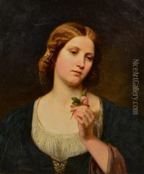 Portrait Of A Woman Oil Painting - Julius Friedrich Anton Schrader