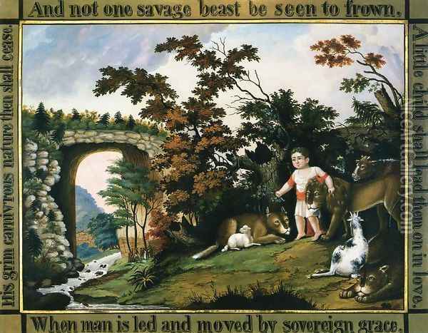 Peaceable Kingdom of the Branch Oil Painting - Edward Hicks