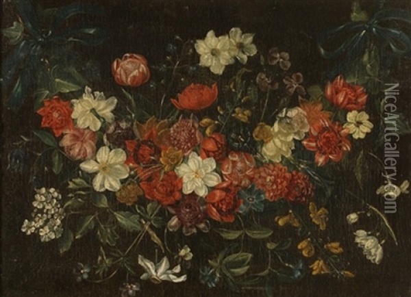 Guirlande De Fleurs Oil Painting - Philippe de Marlier