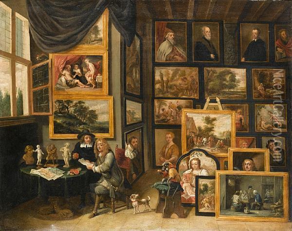 The Interior Of A Picture Gallery Oil Painting - David The Younger Teniers