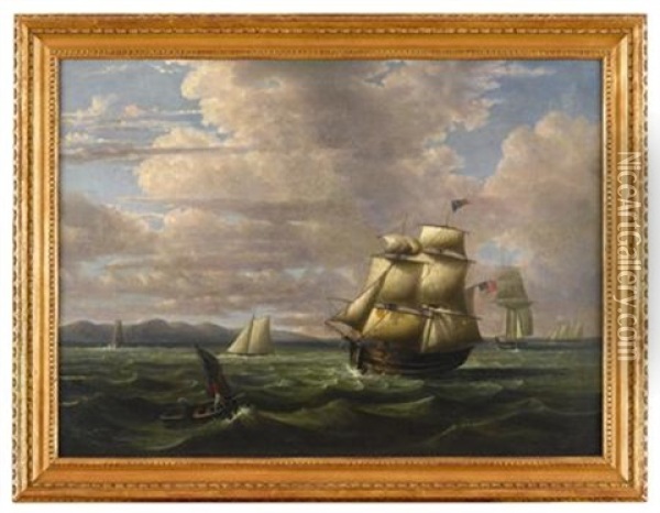 American Ships And Sailboats Oil Painting - Thomas Birch