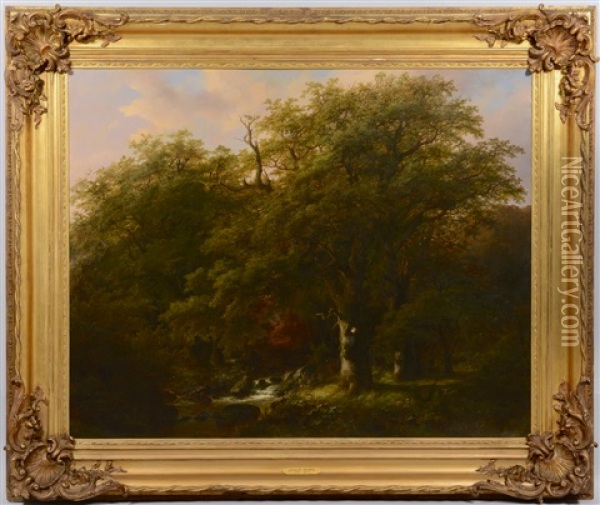 Monumental Oil On Canvas Landscape Oil Painting - Johann Bernard Klombeck