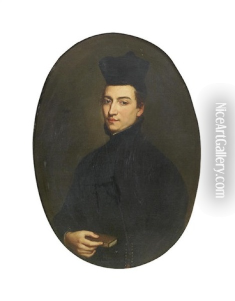 Portrait Of A Priest, Half-length, In Black Oil Painting - Giacomo Ceruti