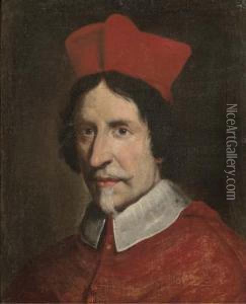Portrait Of A Cardinal, Bust-length Oil Painting - Giovanni Battista (Baciccio) Gaulli