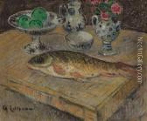 Carpe Et Compotier Oil Painting - Gustave Loiseau