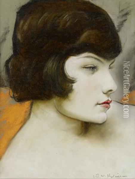 Portrait Of A Lady Oil Painting - Christopher R. Wynne Nevinson