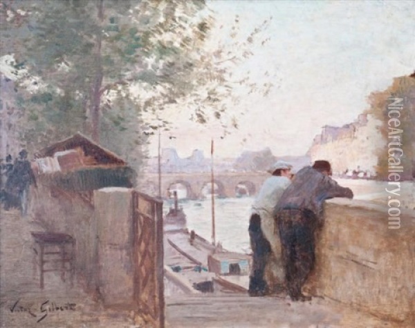 Quai De Seine, Paris Oil Painting - Victor Gabriel Gilbert