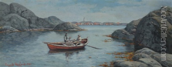 Fiskere Oil Painting - Lauritz Haaland