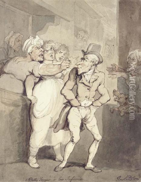 A Petty Fogger Or Low Informer Oil Painting - Thomas Rowlandson