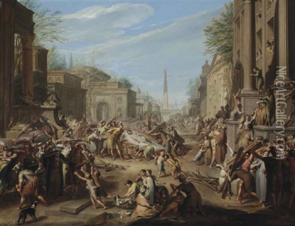 The Turmoils In Rome After The Death Of Caesar Oil Painting - Jacob Ignatius Roore