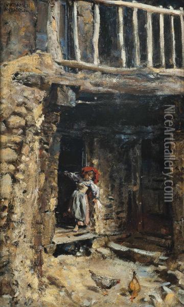 Girl From Anticoli Oil Painting - Johann Viktor Kramer