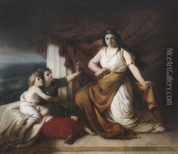 Medea Und Ihre Kinder Oil Painting - Johann Grund