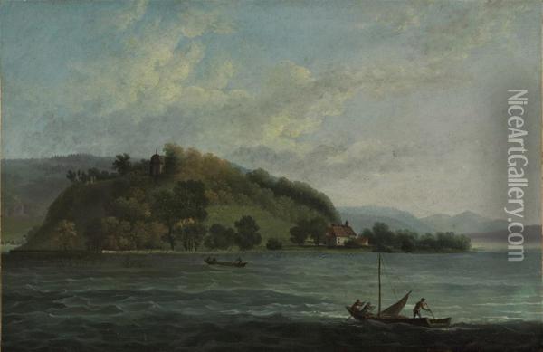 View Of The Ile Saint Pierre On The Lac De Bienne, Canton De Berne,switzerland Oil Painting - Olivier De Verac