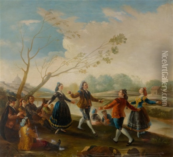 Dance Of The Majos At The Banks Of The Manzanares Near Madrid Oil Painting - Francisco Goya
