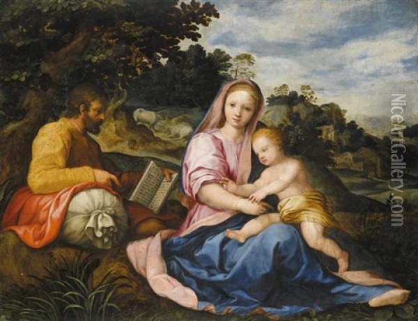 The Rest On The Flight Into Egypt Oil Painting - Andrea Del Sarto