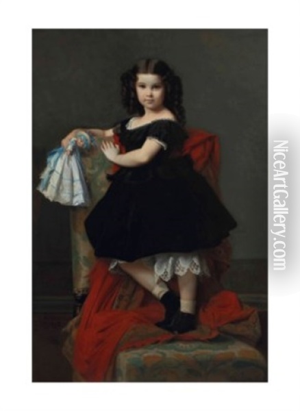 Portrait De Petite Fille A La Poupee Oil Painting - Leon Benouville