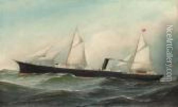 The Steamship Knickerbocker At Sea Oil Painting - Antonio Nicolo Gasparo Jacobsen