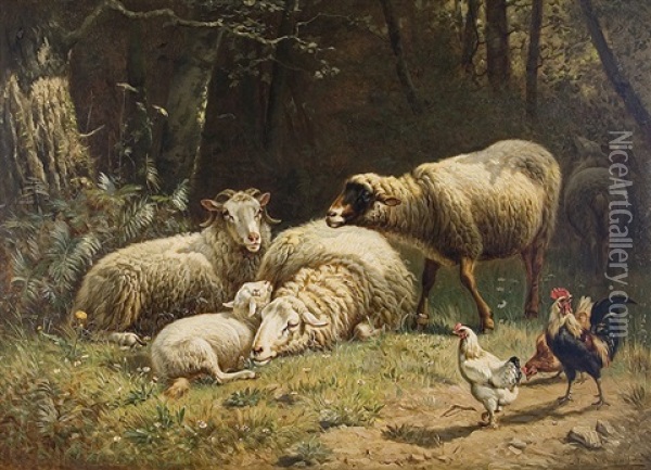 Auf Der Waldlichtung Oil Painting - Cornelis van Leemputten