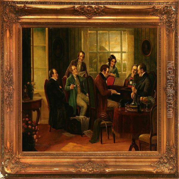 Den Ostrigske Komponist Franz Schubert Ved Klaveret Oil Painting - Rudolf Klingsbogl