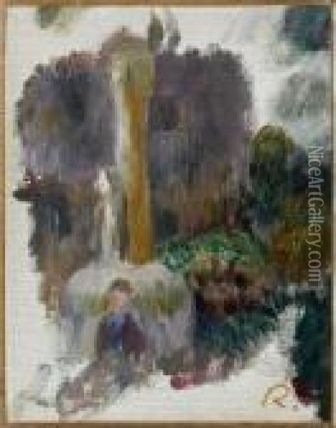 Jeune Fille Au Bord De La Fontaine A Aix En Provence Oil Painting - Pierre Auguste Renoir