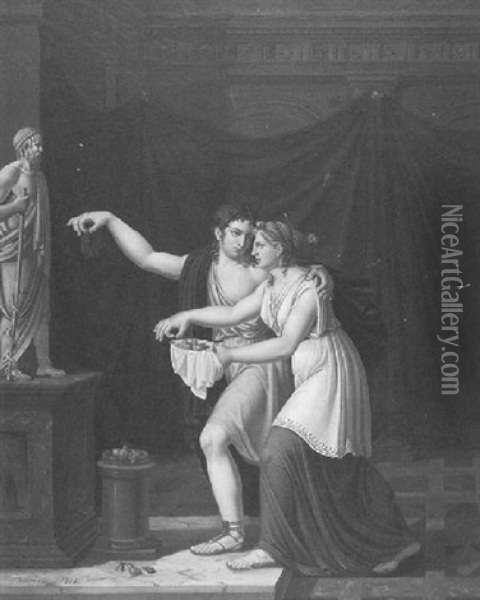 Offering To The Gods Oil Painting - Jacques-Louis David