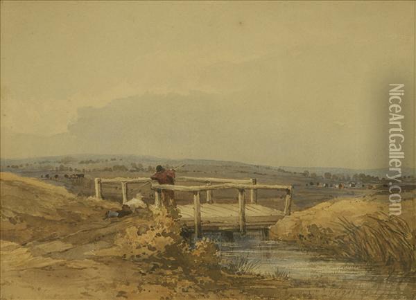 Arustic Bridge Oil Painting - Theodore Henry Fielding