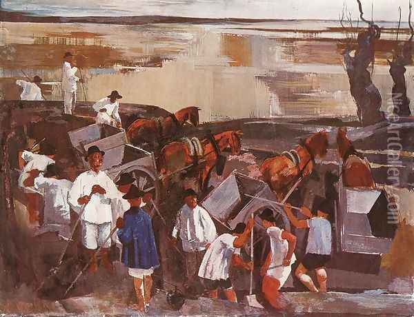 Kubikusok, 1927 2 Oil Painting - Vilmos Aba-Novak