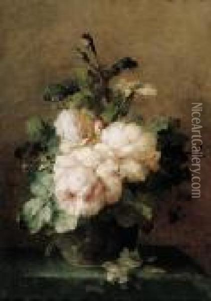 A Still Life With Roses Oil Painting - Margaretha Roosenboom