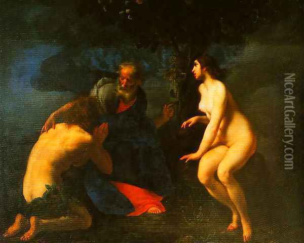 Adam and Eve in the Garden of Eden Oil Painting - Francesco Furini