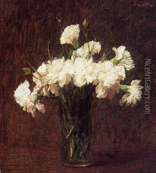 White Carnations Oil Painting - Ignace Henri Jean Fantin-Latour