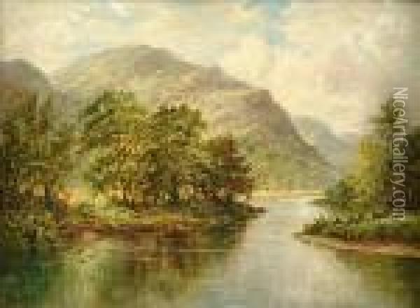 R.a. Llugwy River, North Wales Oil Painting - Benjamin Williams Leader