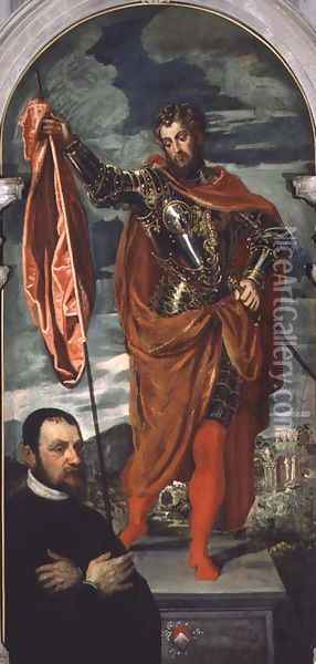 St. Demetrius and a Donor from the Ghisi Family Oil Painting - Jacopo Tintoretto (Robusti)