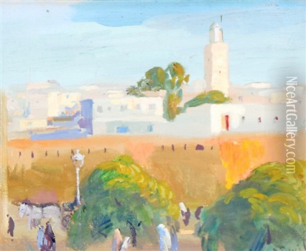 View From Morocco Oil Painting - Elie Anatole Pavil