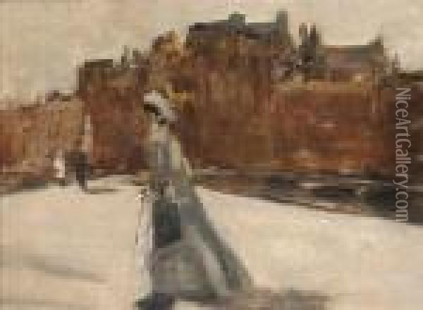 A Passer-by On The Rokin? Oil Painting - George Hendrik Breitner