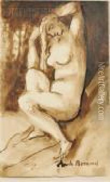 Portrait Of A Seated Nude Oil Painting - Emile Bernard