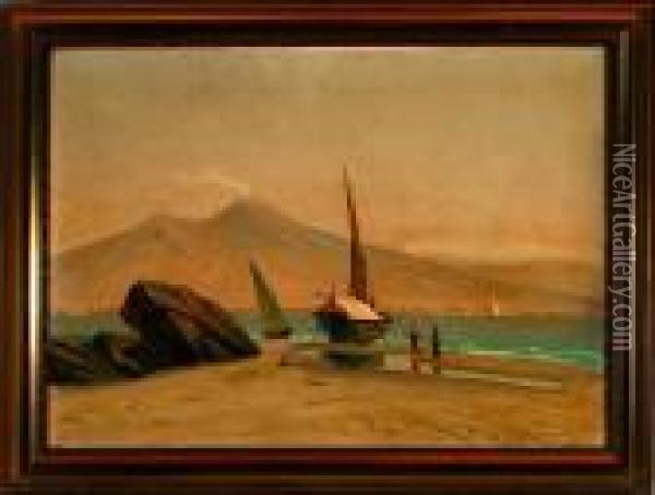 An Italian Coastal Scenery From Capri Oil Painting - Alfred Theodor Olsen