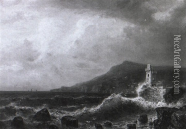 Meereskuste Bei Heraufziehendem Gewittersturm Oil Painting - Friedrich Ernst Morgenstern