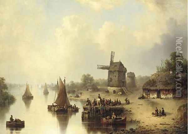 Departing from the banks of the estuary Oil Painting - Ludwig Hermann