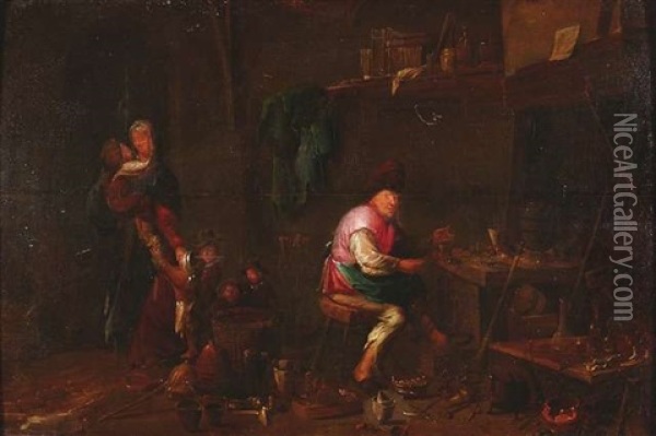 Die Alchimistenkuche Oil Painting - Egbert van Heemskerck the Younger