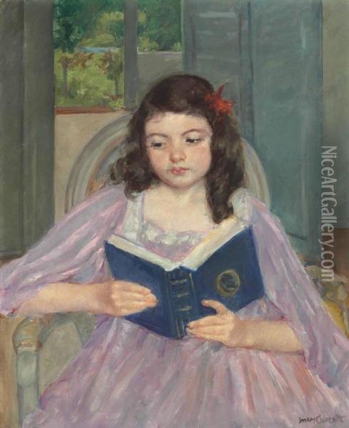 Francoise In A Round-backed Chair, Reading Oil Painting - Mary Cassatt