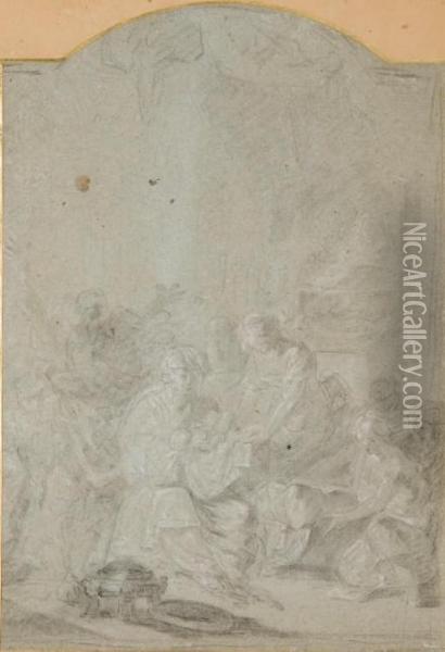 La Naissance De La Vierge Oil Painting - Jean-Charles Frontier