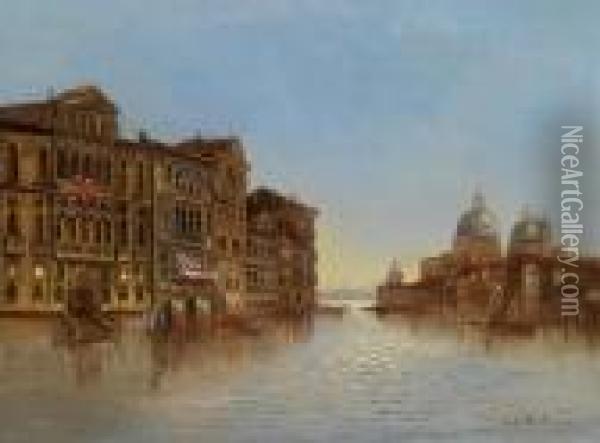 Scene Of Venice With A View Of The Santa Maria Della Salute Oil Painting - Karl Kaufmann