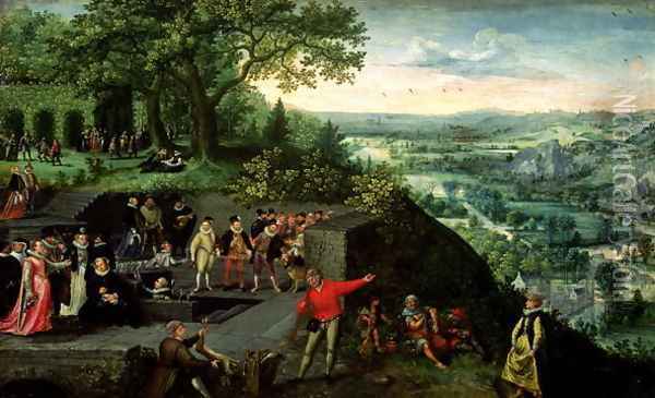 Rudolf II (1552-1612) and the Drunkard, 1593 Oil Painting - Lucas van Valckenborch