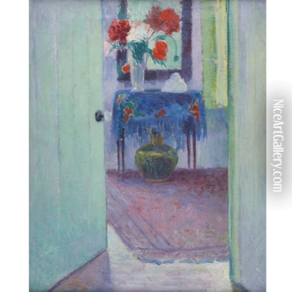 Interior With Flowers Oil Painting - Arnold Friedman
