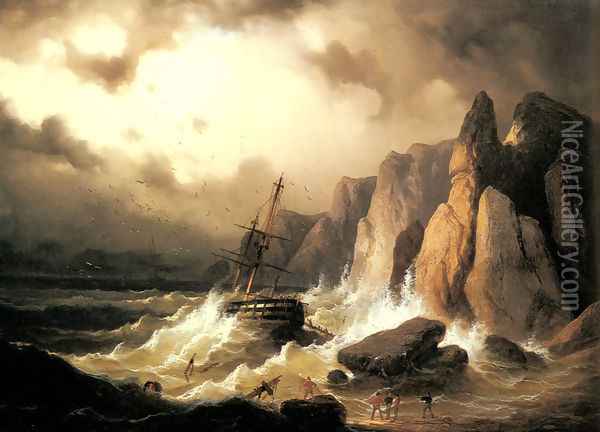 The Shipwreck Oil Painting - Ferdinand Hofbauer