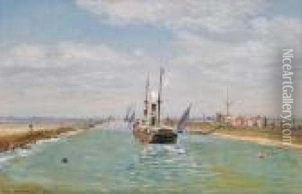 The Suez Canal Oil Painting - Vilhelm Karl Ferd. Arnesen