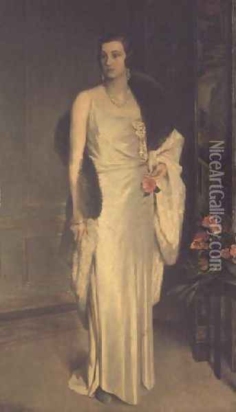 Portrait of Loelia, Duchess of Westminster, now Lady Lindsay Oil Painting - Glyn Warren Philpot