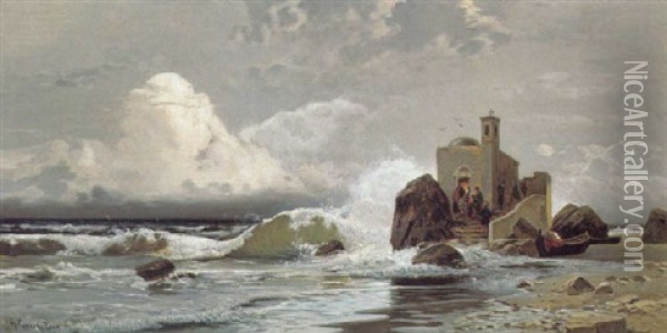 Die Fischerkapelle An Der Kuste Oil Painting - Hermann David Salomon Corrodi