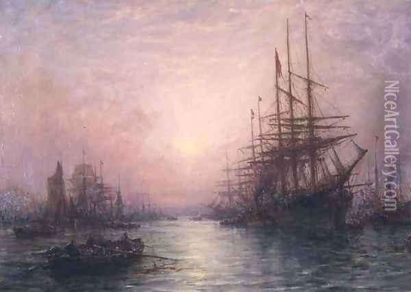 Sunset Oil Painting - William Edward Webb